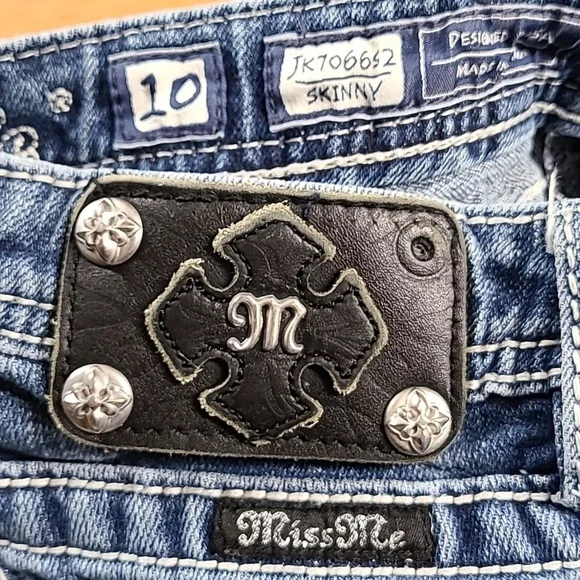 MISS ME VITAGE 10x26 GIRLS JK7066S2 SKINNY, MEDIUM FADED WASH DENIM BLUE JEANS - Picture 8 of 8